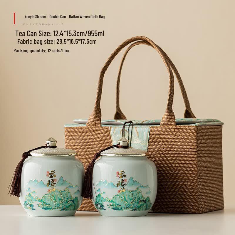 Qiwei Scenic Ceramic Tea Caddy