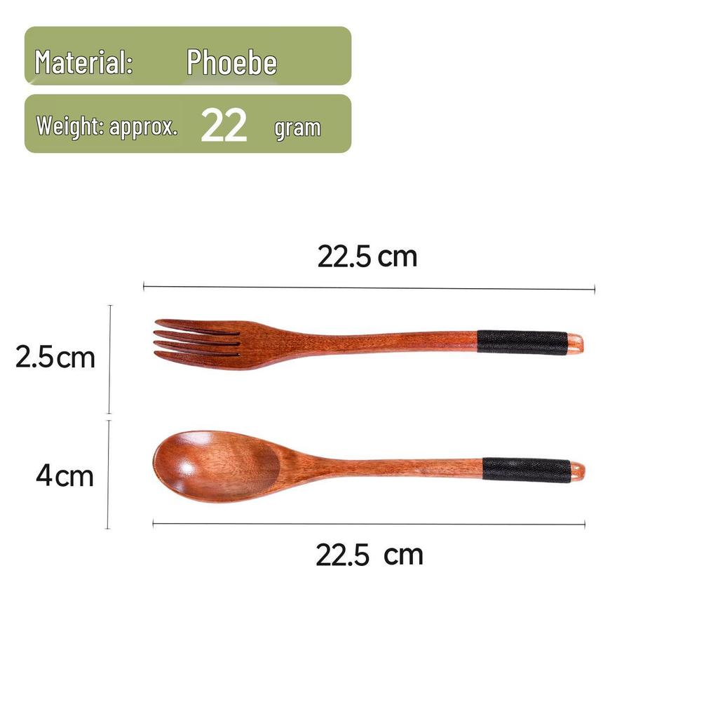 Portable Wooden Cutlery Set: Nanmu Chopsticks, Spoon & Fork