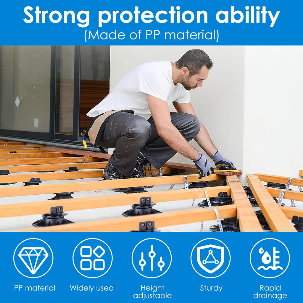 Set da 5 Piedini di Supporto per Deck Regolabili in Altezza Base di Supporto Rialzo Deck Base Rialzo Pavimento in Plastica Supporto Robusto Rialzo Pavimento