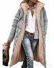 Women's Solid Color Hooded Cotton Coat, Long Sleeve, Slim Fit, Double-Sided Wear Cardigan Jacket