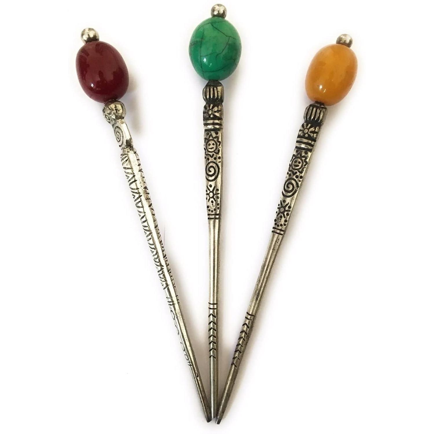 

@ Oxodise Metal Juda Hair Stick With Pearl Multicolor 50g 3 Pcs Zr-2933-60%Off