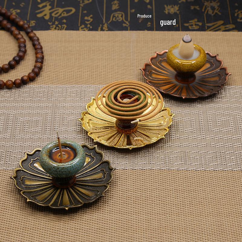Ceramic Lotus Backflow Incense Burner & Stick Holder Ornament