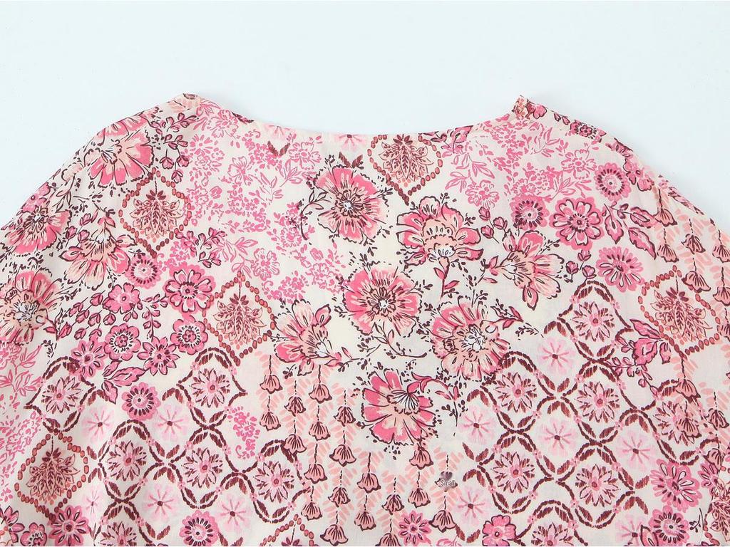 2025 Spring Women's European & American Casual Puff Sleeve Print Dress