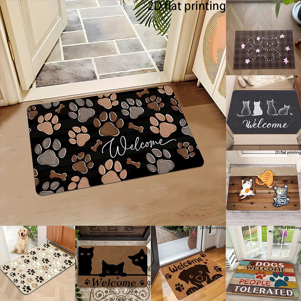 2D Flat-1PC Cute Pet Paw Print Door Mats , Welcome mats for home decoration.