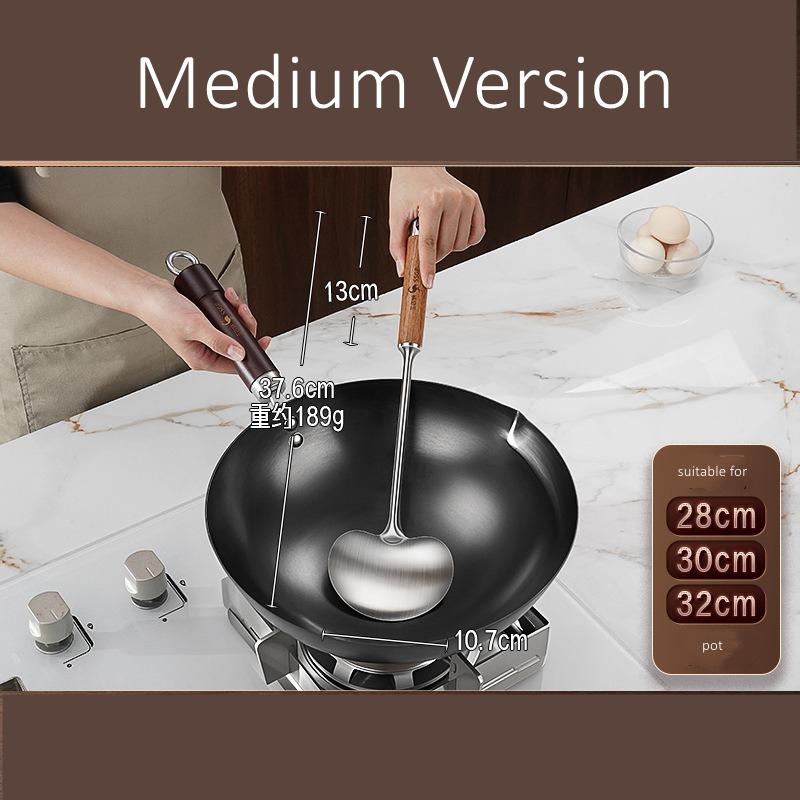 LFGB Certificated 316L Stainless Steel Round Spatula Soild Wooden Heat Insulate Handle Shovel and Scoop 2 in 1 Kitchen Cookware