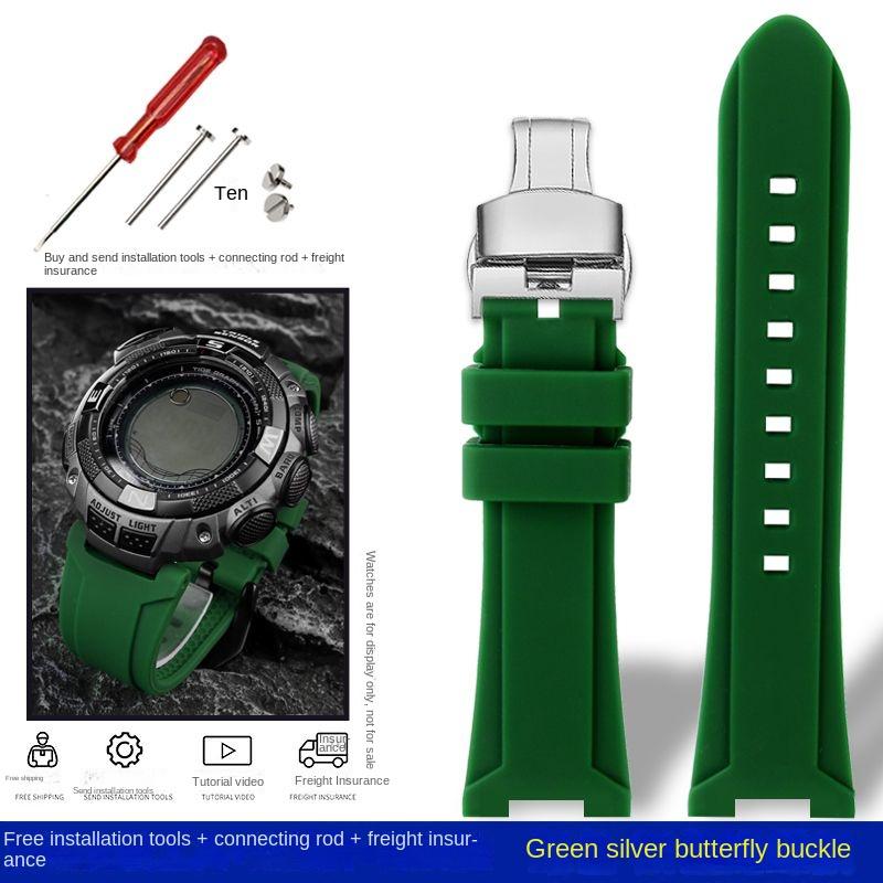Pro Casio PRG-240 PRG-130Y/T PRW-1500 PRG-130 Pryskyřice Silikon Konkávní Gumový Řemínek na Hodinky s Nářadím Sportovní Řemínek Příslušenství