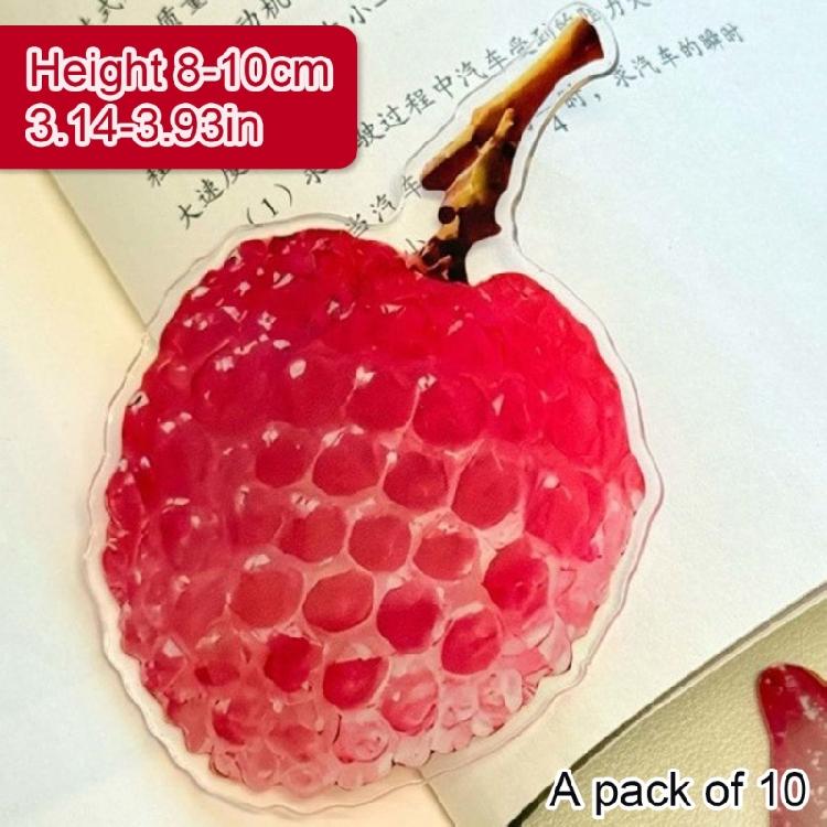 10Pcs Cartoon Fruit Bookmarks Realistic Fruit Acrylic Bookmarks Reading Aid For Book Lovers Library Travel Daily Use