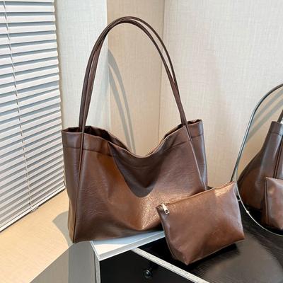 Bolsa de couro macio para mulheres, bolsa de ombro única, grande capacidade, elegante e doce, textura casual