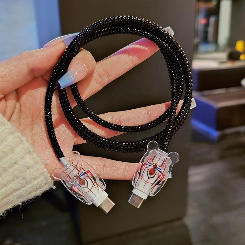 Spider Charger Data Cable Case For Apple Iphone 16 15 20W Charger Case Protection Cover Winding Kit Anti-Break Protective Rope