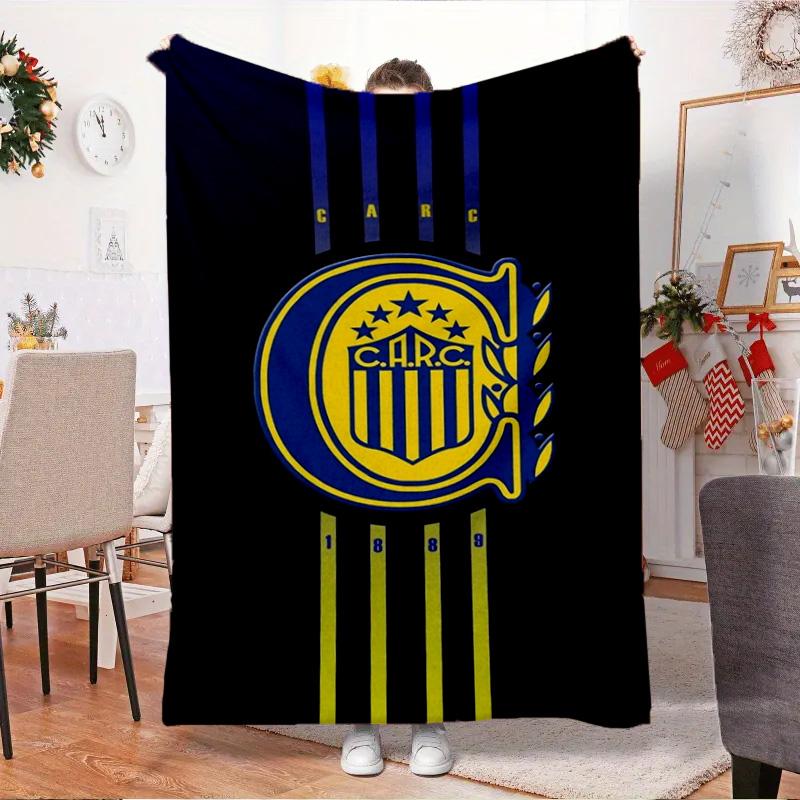 Rosario Central Crest Blanket Outdoor Flannel Blanket for Camping, Hiking, Garden Parties, Picnic Essentials,gift for family and friends
