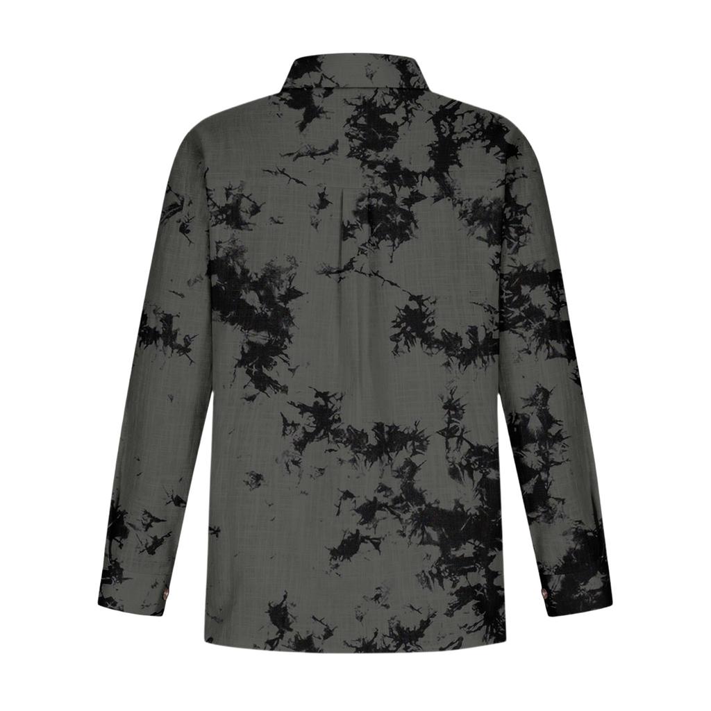 Women's Loose Floral Print Stand Collar Long Sleeve Cotton And Linen Top