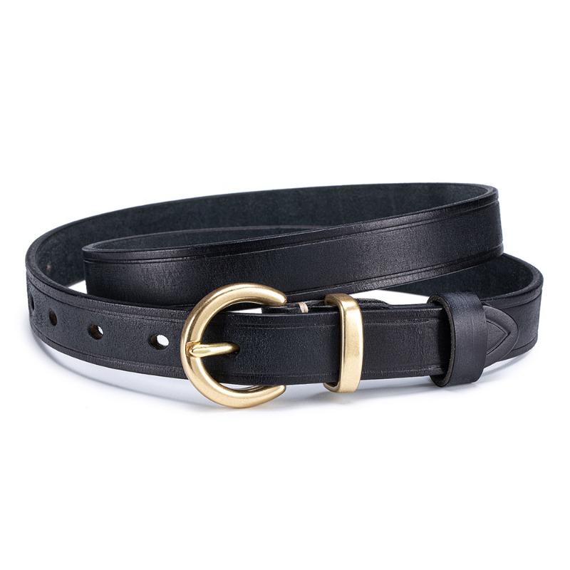 Leather Versatile Belt Women's Decoration Business Belt High-end Fashion Casual Belt Simple Ancient Gold Button Head Waist Seal