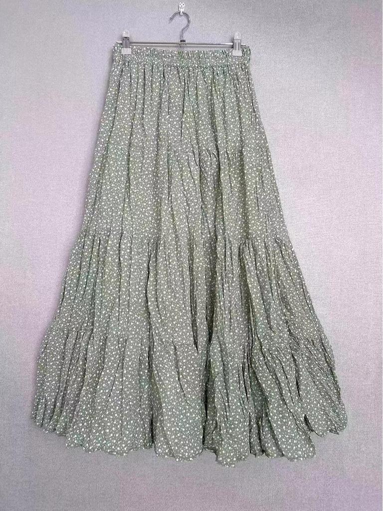 2024 French Retro Floral Pleated High-Waist Maxi Chiffon Skirt