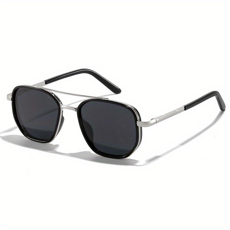 Unisex Vintage Sunglasses Square Frame TAC Lens Composite Metal Hinge Fashion Accessory for Outdoor UV Protection