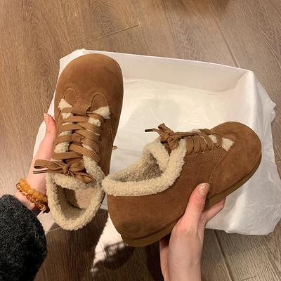 Snow Boots Fluffy Shoes Women's Boken All-inclusive Cotton Shoes Shoes Shoes Women's Shoes New Fleece Autumn and Winter 2024 Boken Shoes Fleece