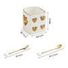 Luxury Gold-plated Ceramic Fork and Spoon Storage Jar Stainless Steel Fruit Fork and Spoon Box Modern Heart Ceramic Storage Jar