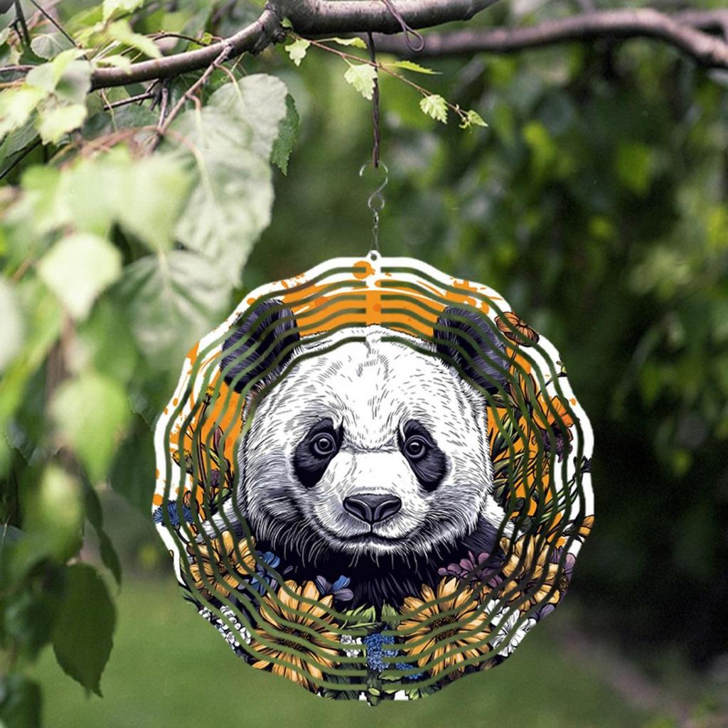 10 Inch Rotating Wind Chime with Cute Panda Design 360 Degree Hook for Garden Patio Yard Decor Summer Spring Gift for Friends Family
