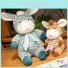 Adorable Brown Blue And Green Plush Donkey Stuffed Animal Soft Toy For Kids Gift