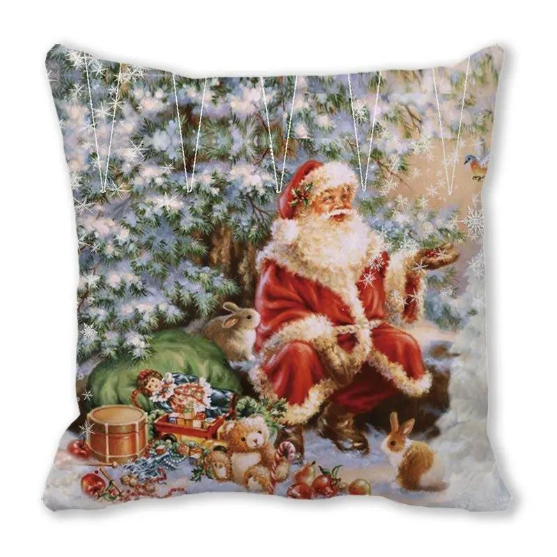 Vianočné obliečky na vankúše Autopríslušenstvo Kancelária Santa Claus Obývacia izba Pohovka Domáce obliečky na vankúše