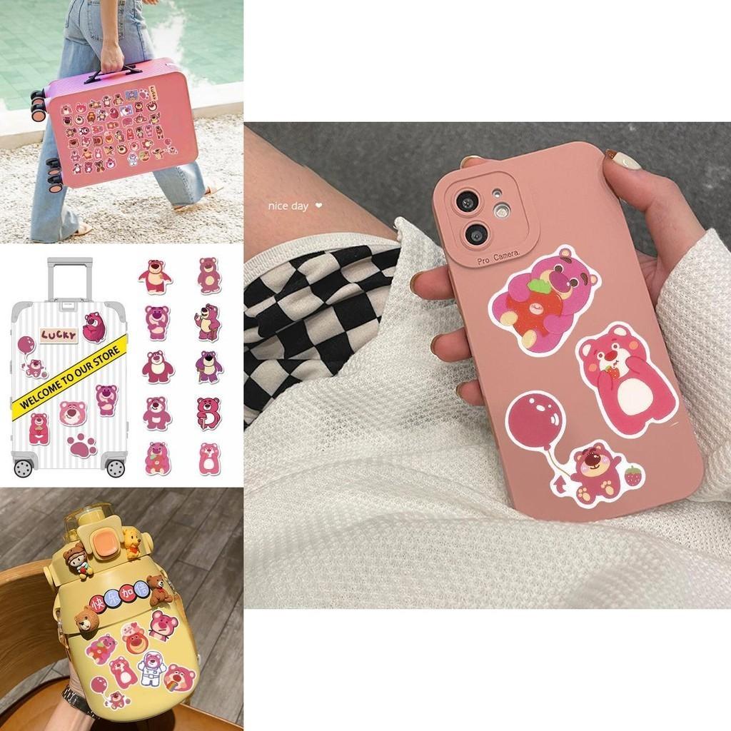 Cute Strawberry Bear Stickers 50 Adorable Cartoon Waterproof Decals For Luggage Notebook And Water Bottle