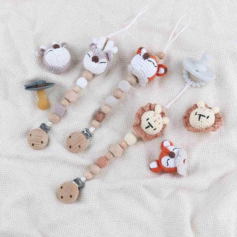 Crochet Bead Animal Rattle Loose Bead for Infant Teether Anti-Drop Pacifier Chain DIY Rattle Accessory Baby Teething Toy