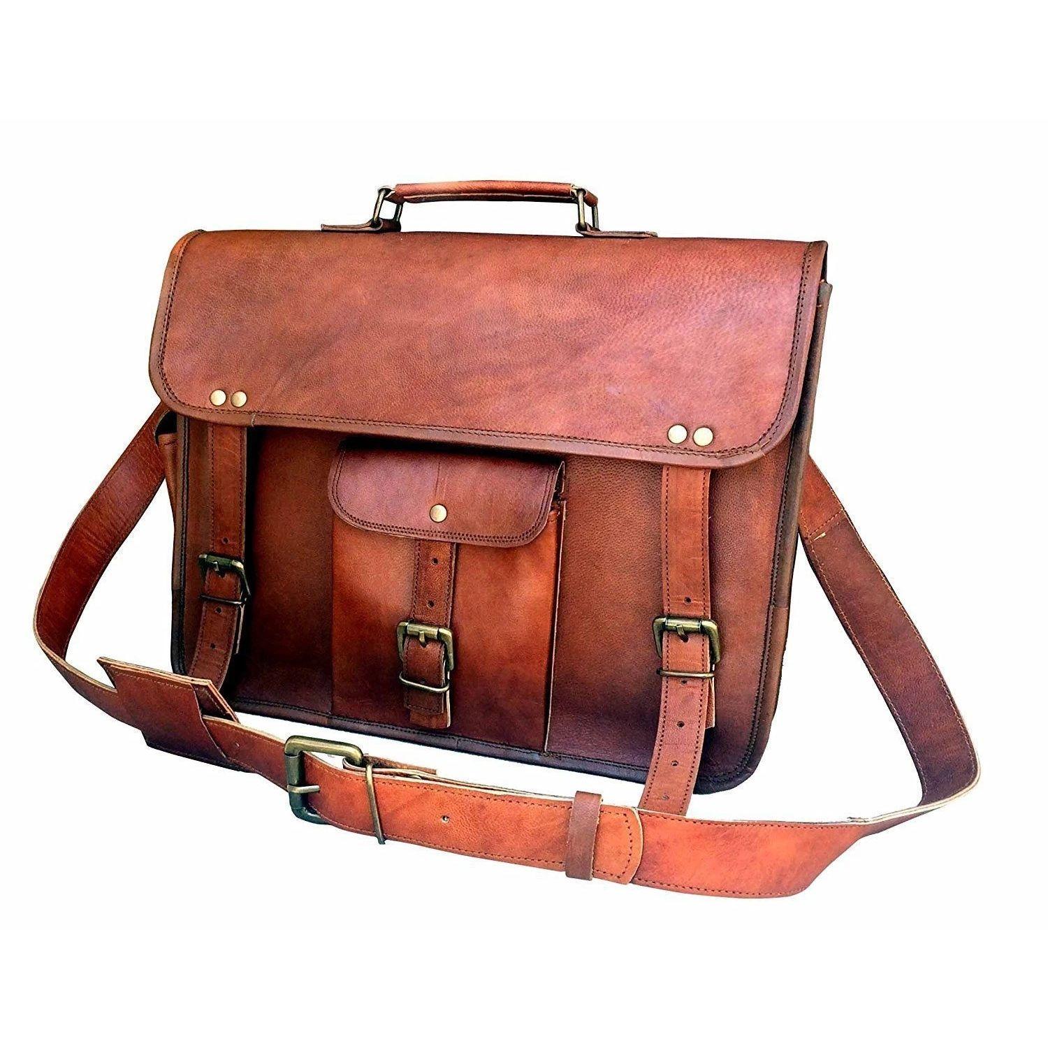 

Кожаная сумка-мессенджер для мужчин и женщин, дизайнерская сумка-портфель на плечо для ноутбука 18 x 14 x 6 in