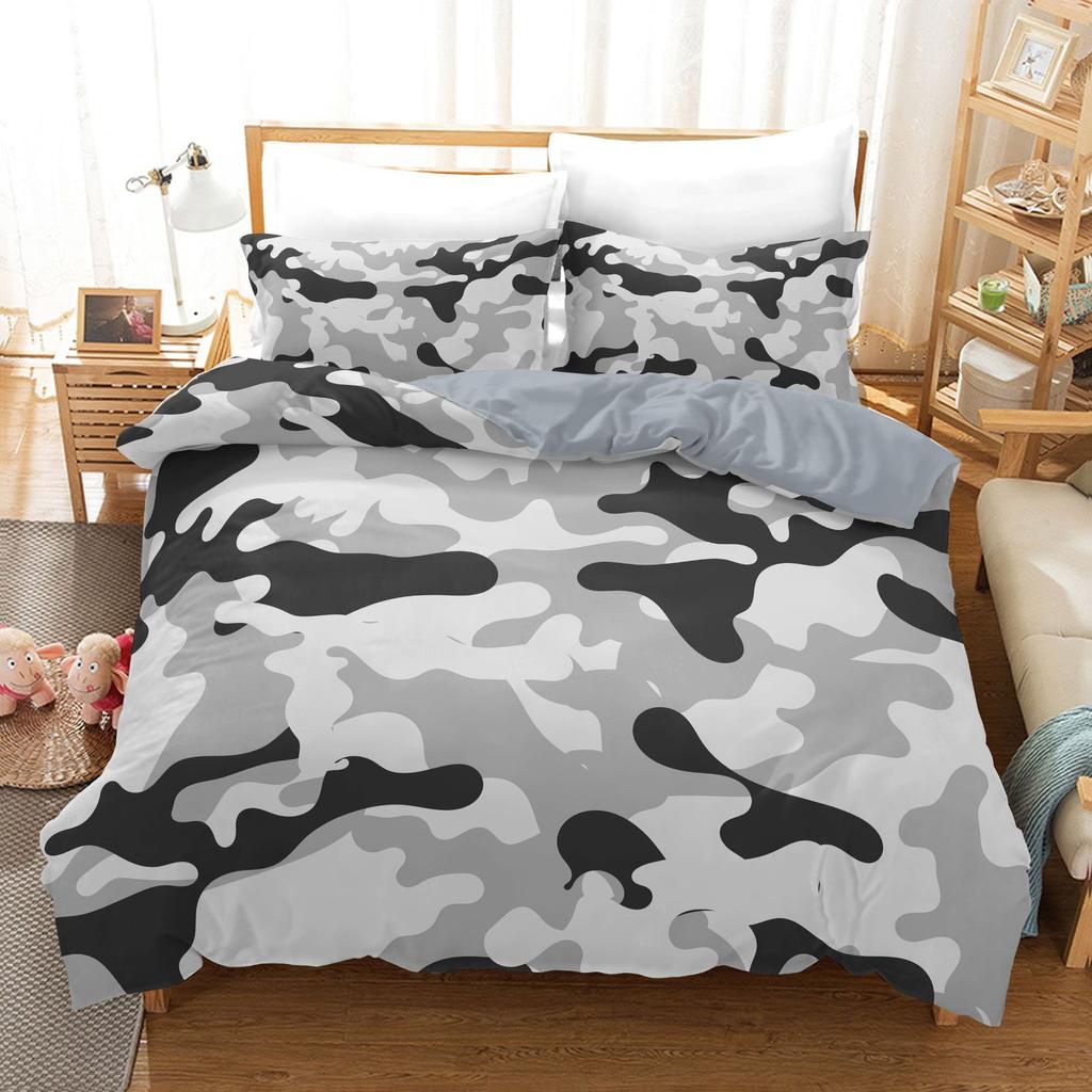 Bedding Home Textiles 3D Digital Printing Three-Piece Military Camouflage Quilt Cover Pillowcase