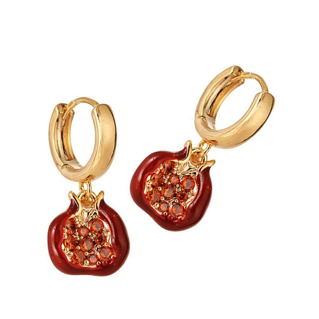 Vintage Gold Granatapfel Schmuck Modeschmuck Stilvolle Anhänger Halskette Einzigartige Hängeohrringe Geschenk für stilvolle Frauen