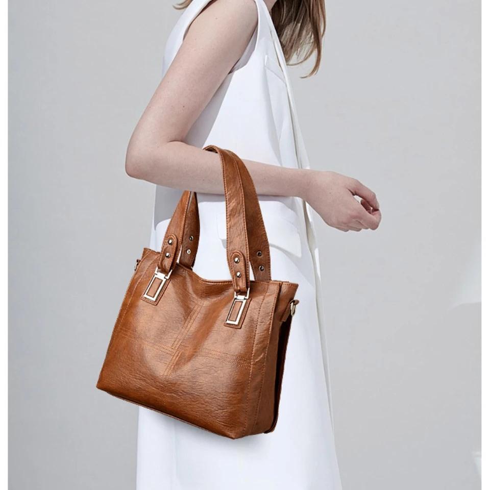 Luxury Famous Brand Women's Soft Leather Handbag Large Capacity Tote Bag Women's Shoulder Crossbody Bags