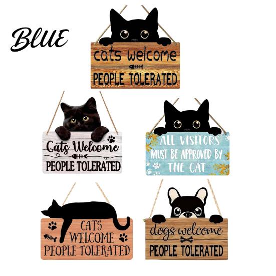 Fun Cat Door Hanger Shaped Welcome Sign Durable Wooden