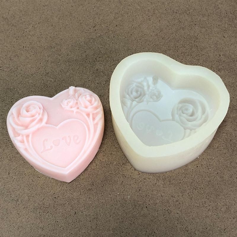 3D Love Heart Rose Silikon Flexibilní potravinářská forma Jílová pryskyřice Keramika Candy Fondant Candy Čokoláda Forma na mýdlo