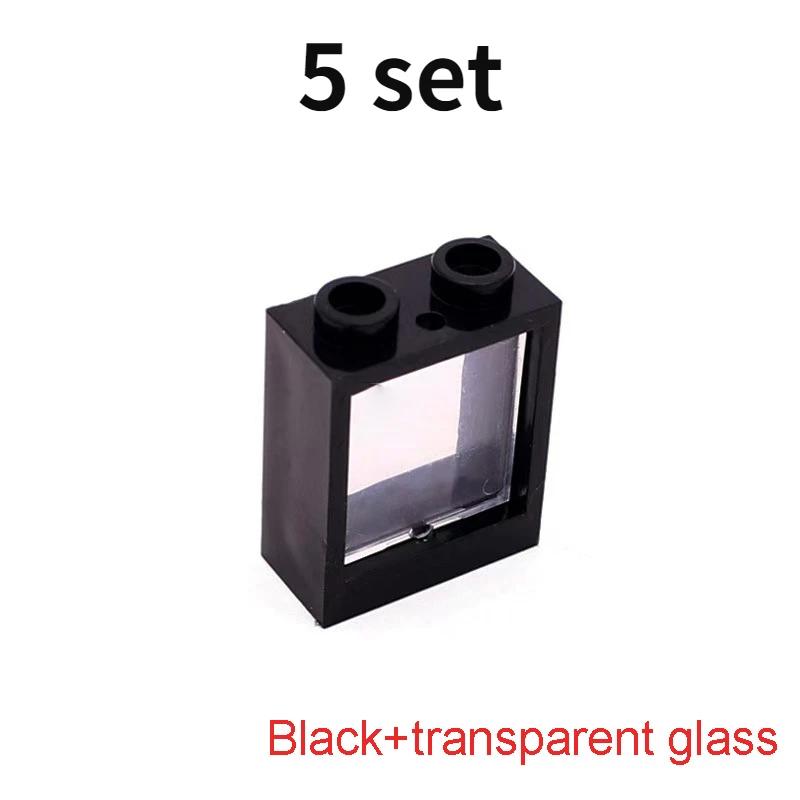 Non-Toxic 5 Sets Small Building Block Stained Glass Windows 1X2X2 Building Block Accessories Compatible With Lego Part 60592+60601