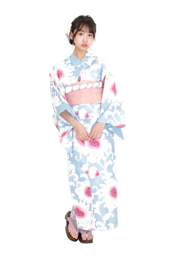 Kimono Hiroba Yu Yukata Sizes and Includes Heko Obi Perfect for Junior and High School Suitable for Shorter Retro Unique and Elegant Model Women's