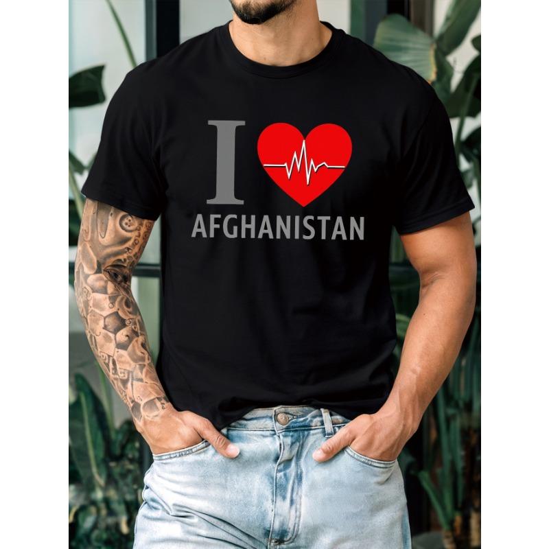 

Европейские размеры Я люблю Афганистан Мужская футболка - Повседневная с круглым вырезом, Обычный крой, Для активного отдыха, Афганистан Футболка с мужскими принтами S чёрный