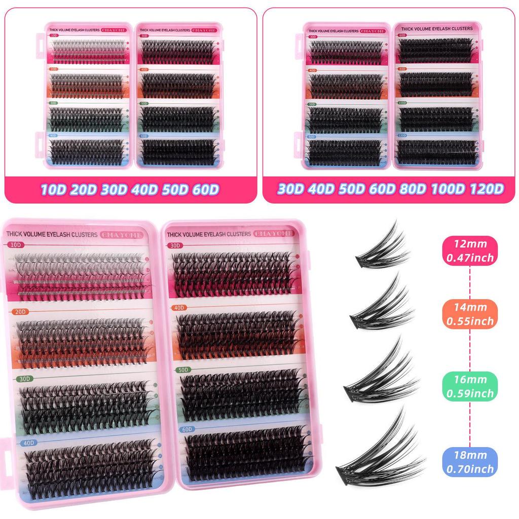 Premium DIY Mixed Cluster False Eyelash Set - 547 Dense, Curled Segments for a Customized Look