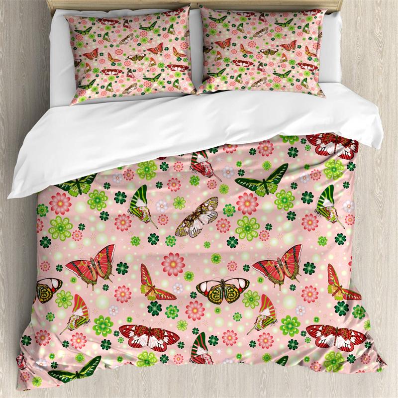 Comforter Butterfly Romantic Spring Theme Bedding Set Colorful Flying Butterflies Twin Full For Girls Teen Deocr