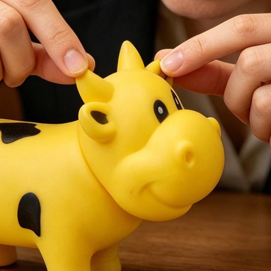 Squeaky Cow Squeeze Toy with Realistic Sound Soft TPR Fidget for Stress Relief & Pranks Cute Farm Animal-Shaped Decompression Gadget for Kids Adults