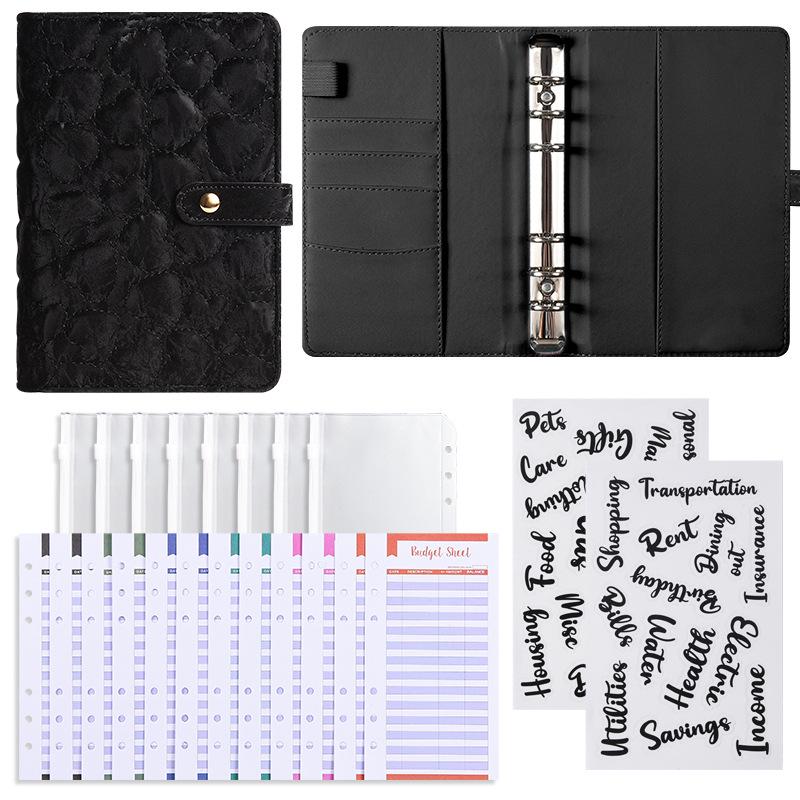 3D Heart Pattern A6 Loose-Leaf Notebook with PU Cover