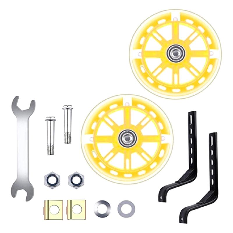 1Pair Children Bicycle Auxiliary Wheel Compatible For 12-20 Inch Kids Bike Protection Balance Secondary Bike Riding Flash Wheel