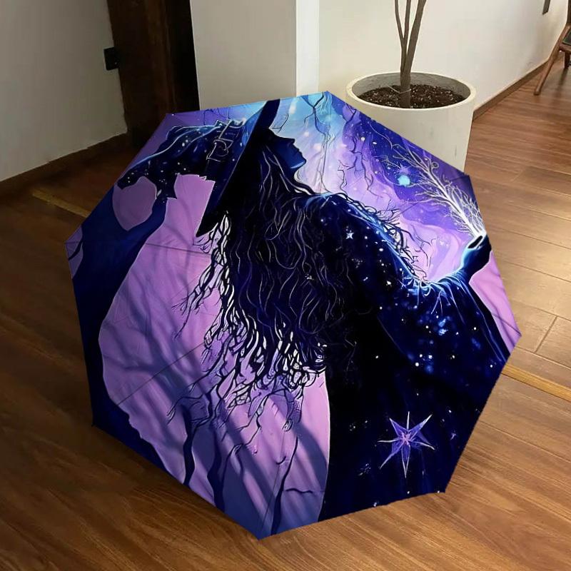 1PC Witchcraft Fantasy Automatic Folding Umbrella - Compact 8-Rib Design, Durable Plastic & Iron, Lightweight for Outdoor Daily Use, Festive Gift002