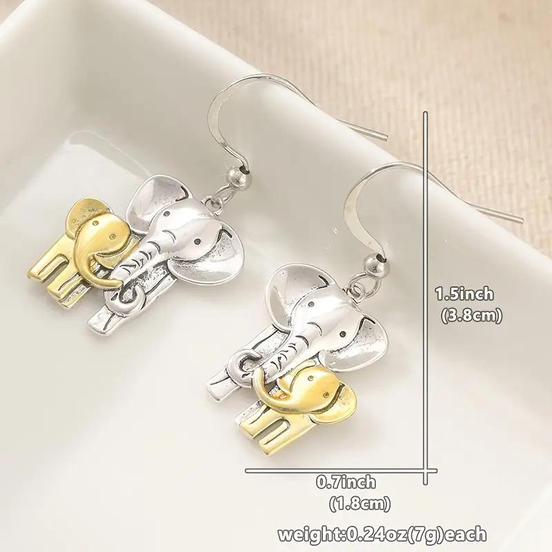 Women's Party Ready Vintage Elephant Earrings with Metal Hand Carving Details