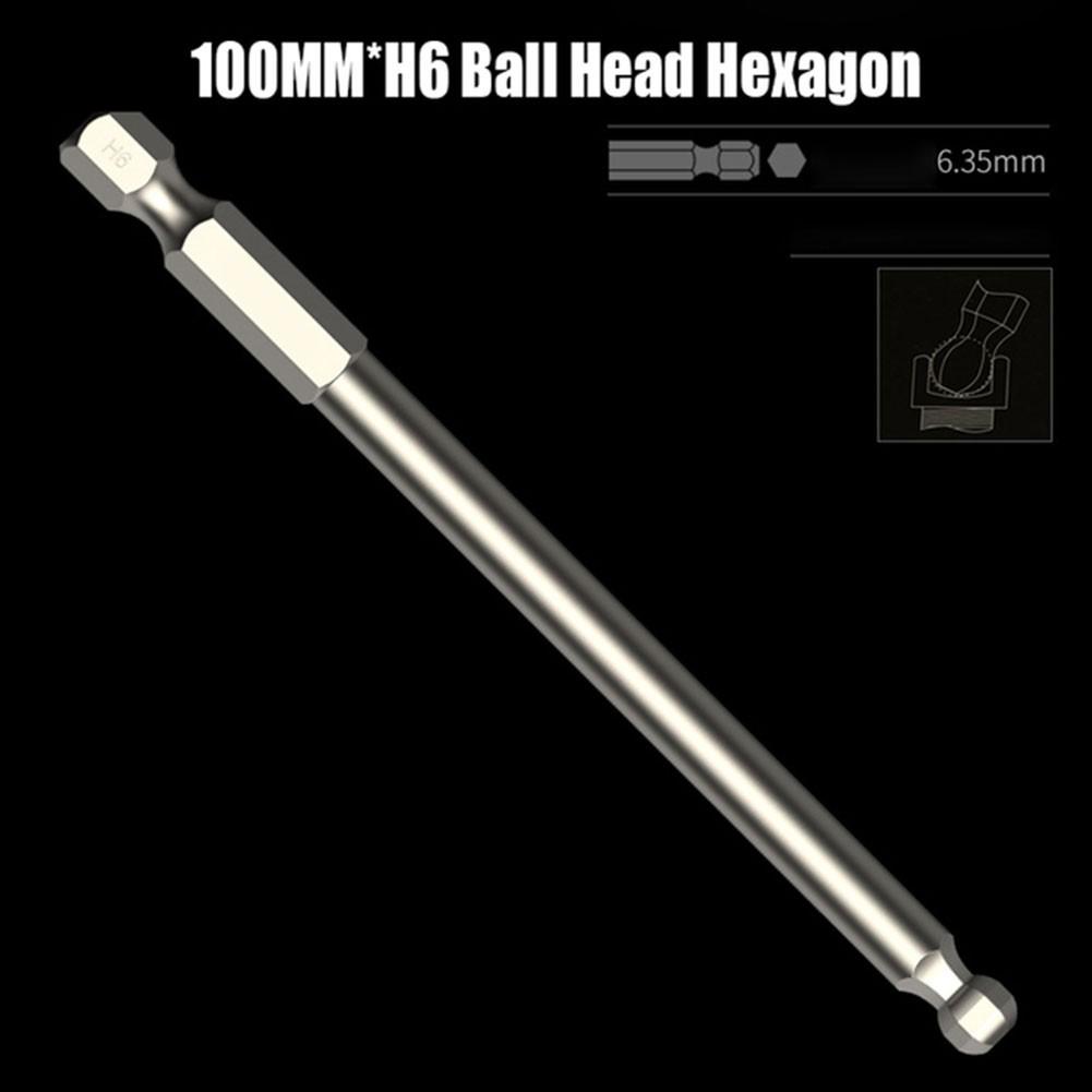 1pc Ball End Hex Screwdriver Bit Metric Hex Bit 100mm Long Magnetic Driver Bit