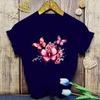 Flowers Butterfly Print Tshirt Summer Fashion Casual Short Sleeve Round Neck Tops Women/Mens T-Shirts