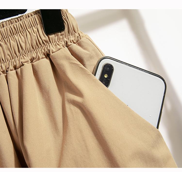 Women's Khaki Wide-Leg A-Line Shorts - Summer 2025 Collection, Loose Fit, Lightweight, Large Size, Five-Point Length