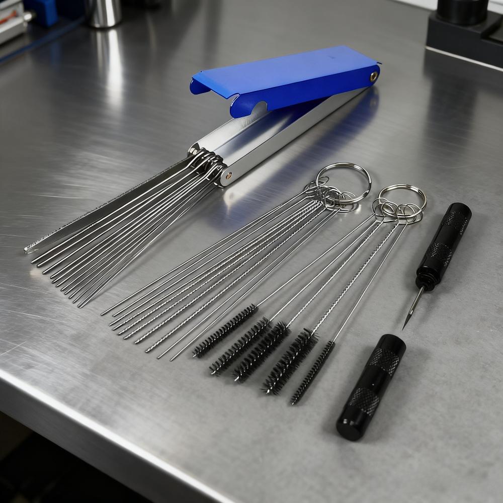 

Авторемонтный очиститель распылителя карбюратора от углеродистых отложений, набор инструментов для очистки распылителя, маленькая щеточка для волос, набор для вентиляции сопла чёрный