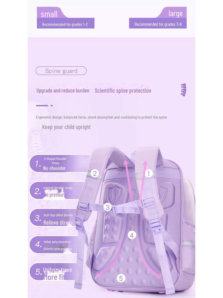 Ultra-Light, Large-Capacity Spine-Protective Schoolbag for Grades 3-6 – Unisex Children's Backpack