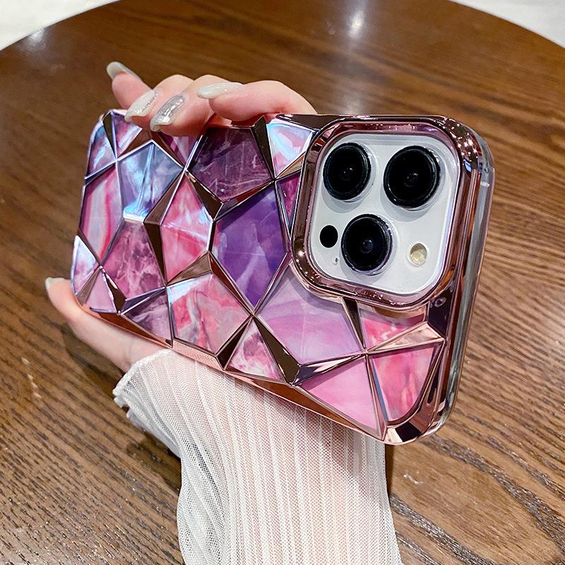 Applicable To Apple 16 Mobile Phone Case Electroplated Marble Iphone15Promax Protective Case Silicone 14 Luxury