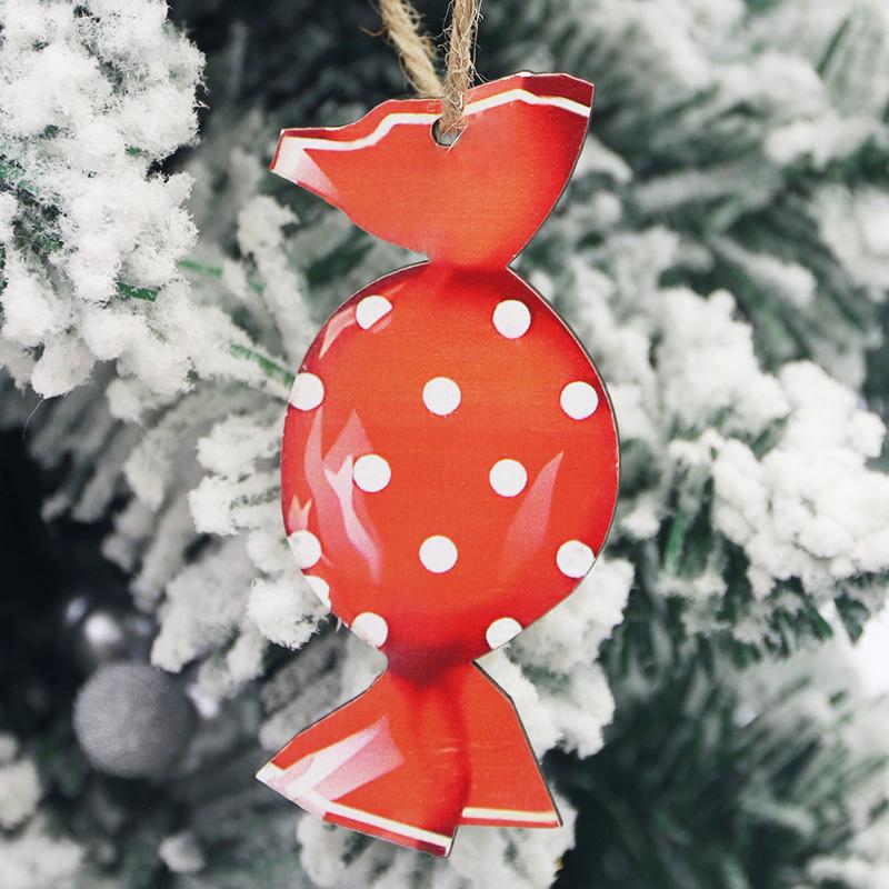(12 Pcs/bag) Christmas Colorful Wooden Lollipop Candy Decoration Xmas Tree Hanging Decorations Holiday Party Painting Materials