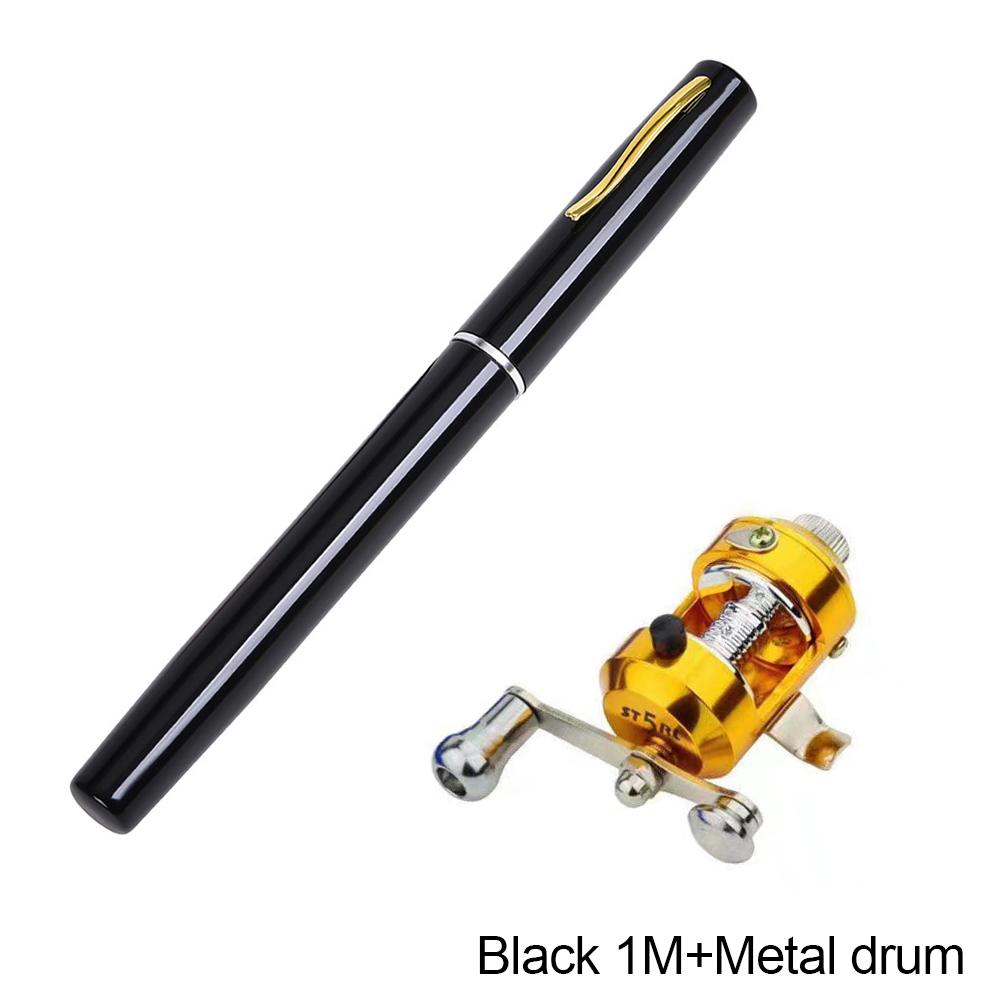 1M Mini Pen Fishing Rod with Drum Wheel Retractable Pocket Ice Fishings Pole Ultra-Light Portable Long Casting Raft Fishing Rod