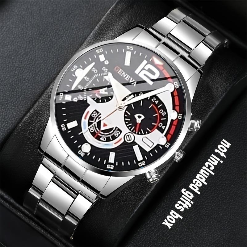 Men's Quartz Watch with Luminous Pointer, Steel Band, and Calendar Function